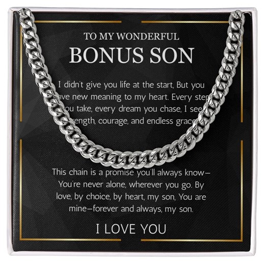 Bonus Son Gift, Cuban Chain Stepson Birthday Gift, Birthday Gift for Bonus Son, Graduation, Christmas Gift, Stepchild Gift, Step Kid Gift - Etsy