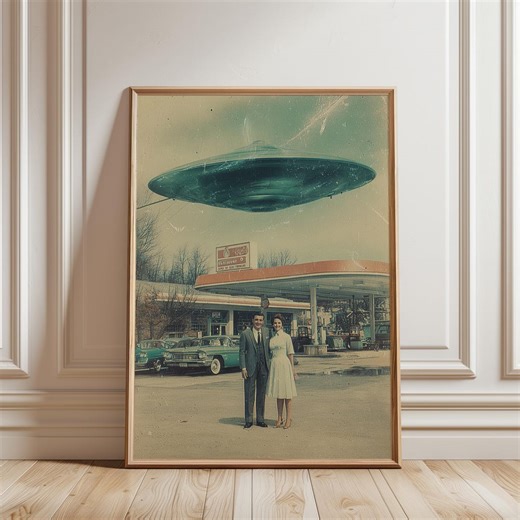 Vintage UFO Poster, Retro Americana Printable, Sci Fi Scene Digital Download - Etsy