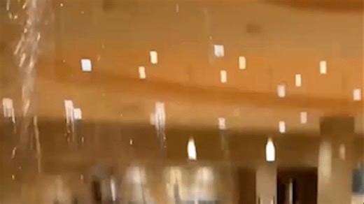 Dramatic Moment of Hotel Ceiling Collapse Caught on Camera