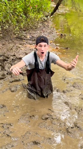 Jumping into a deep mud pit!