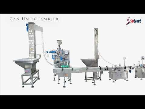 Automatic line for packing swedish snus/nicotine pouches/CBD pouches in plastic cans. Sidsam Group.