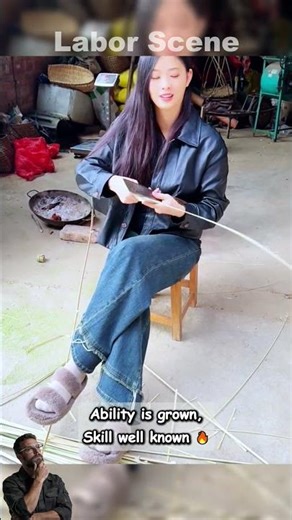 Shave bamboo strips with full focus, Make craft skills super auspicious 🌱