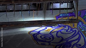 Automatic modern sewing machine embroider a pattern,Industrial embroidery equipment. Textile Manufacturers.Industrial textile factory,Textile Factory. Textile Industry.