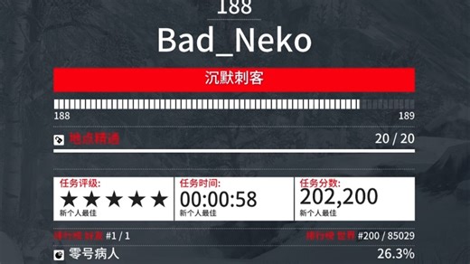 杀手WOA 零号病人 SASO速通 58秒 官方排行榜第200名 北海道