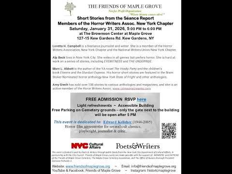 1/31/2026, FMG- Short Stories from the Sèance Report, Members of the Horror Writers Assoc. NYC