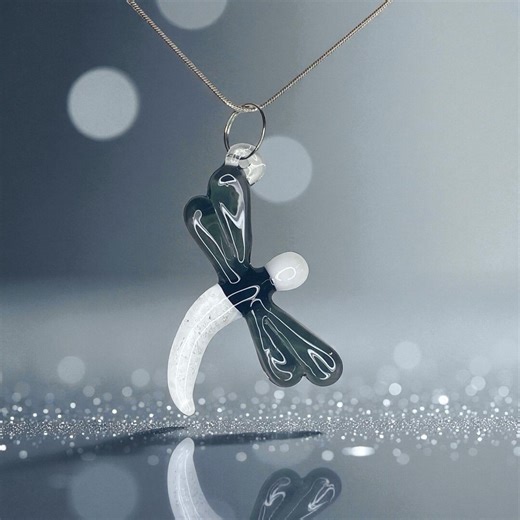 Handmade Glass Dragonfly Pendant Necklace – One of a Kind OOAK – Dichroic Borosilicate Lampworked Glass - Moon Flight - Etsy
