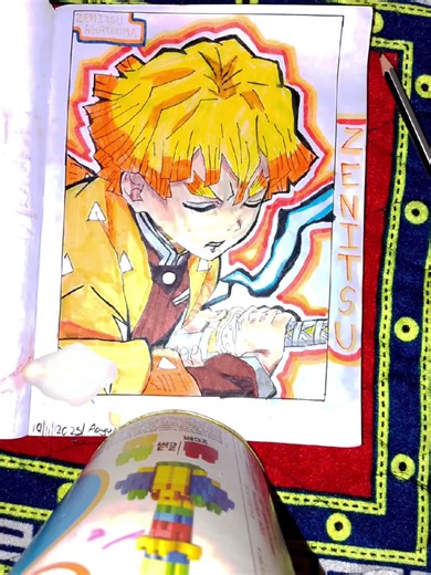 Drawing of ZenitsuAgatsuma#edit#drawing#fighting pose#zenitsu#trend#confess your love#Aayush Content