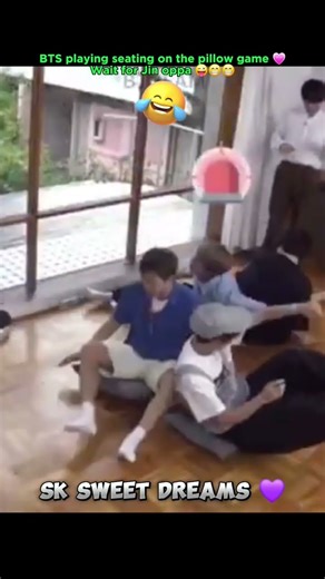 Bts playing seating on the pillow game 💗 wait for Jin oppa 😜😁😁 #shorts #bts 💜