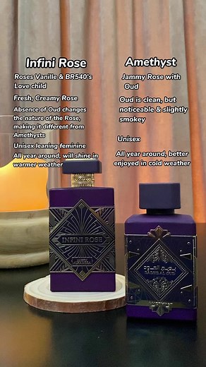 Infini Rose vs Amethyst Fragrance Comparison