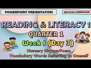 Reading & Literacy 1 Matatag Curriculum PowerPoint Presentation Quarter 1 Week 1 Day 3
