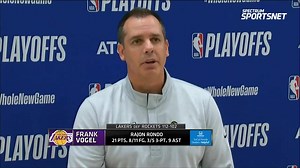 "You know what kind of gamer he is this time of year and he's been spectacular the last two games." Coach Vogel on Rajon Rondo and his takeaways from Game 3. | Spectrum SportsNet