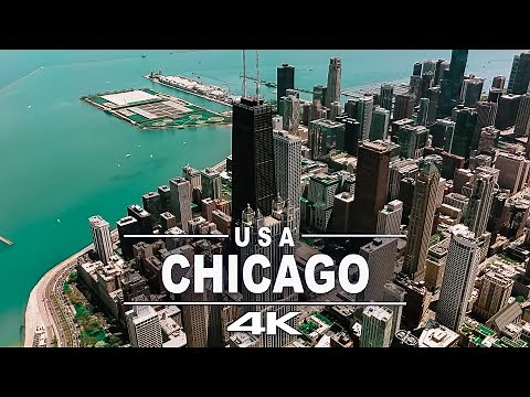 Chicago Skyline From Above. 4K Drone Flight
