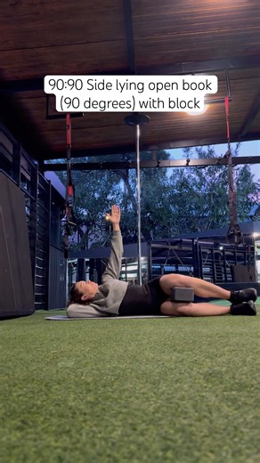 90:90 Side lying open book (90 degrees) with block