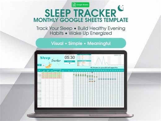 Sleep Tracker Google Sheets, Monthly Sleep Log, Sleep Routine Planner, Wellness Tracker - Etsy