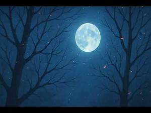 4K Night Loop – Full Moon & Tree Branches in Blue Calm | Silent Wallpaper (No Music)