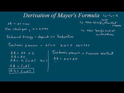 Derivation of Cp - Cv = R Mayer's Formula using First Law of Thermodynamics #kamaldheeriya