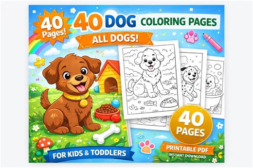 40 Dog Coloring Pages for Kids, Printable Puppy Coloring Book, Easy Toddler Dog Coloring Sheets, Preschool Animal Activity PDF - Etsy
