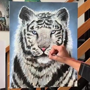 Hello my creative friends! 👋 Our next lesson for my new painting academy is now complete! This white tiger is what we will be going step by step to learn together and I’m so excited about it. If you’re interested in learning this piece and more check out my painting academy and reserve your spot here: learn.colorbyfeliks.com 😃 | Feliks K