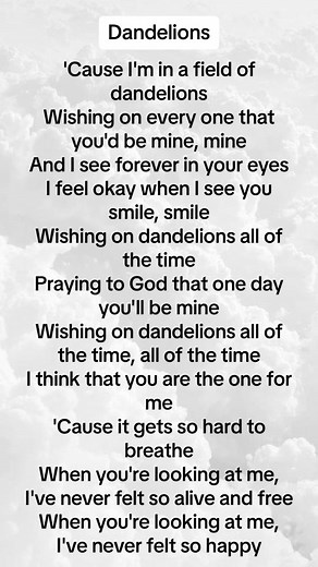 Dandelions Lyrics: Wishing on Every Dandelion for You
