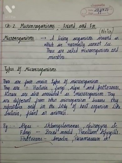 [NOTES]... ch.2 Microorganism friend and foe.. class 8 (science)