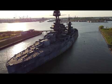 USS Texas Battleship BB-35. Drone aerial video!