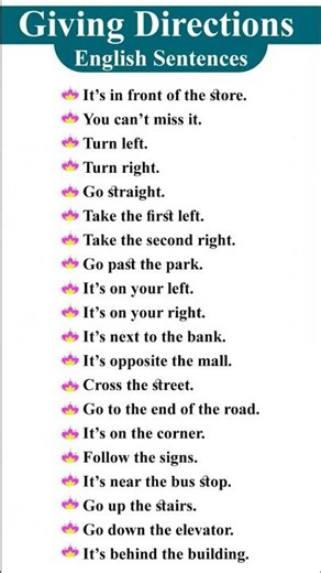 Giving Directions English Sentences #englishlanguage #viral #vocabulary #englishgrammar #learn
