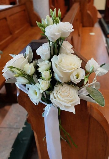 Pew End Flowers for an Irish Wedding Ceremony
