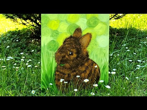 Hase Malen Acryl für Anfänger mit Fächerpinsel -Bunny Easy Acrylic Painting Beginners with Fan Brush