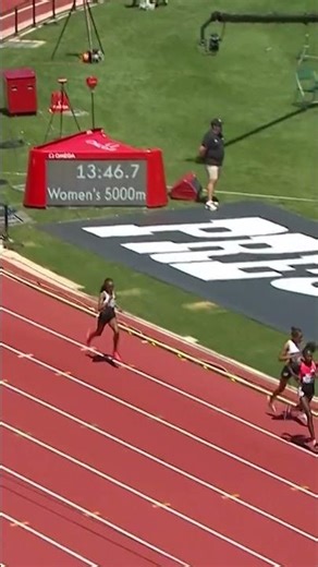 The first woman ever to go under the 14 mark for 5000m 👏 #DiamondLeague 💎