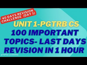 Most IMPORTANT Concepts You Need to Know Now in Unit 1[ PGTRB]
