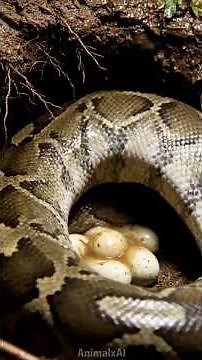 Python Laying Eggs – Rare Moment in Nature | AnimalxAI #animals #asmr #wildlife #shorts #egg #python