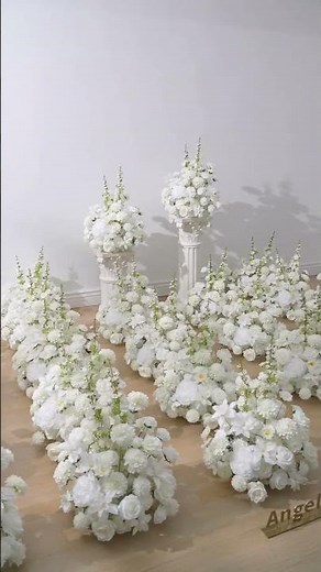 A9020 White Floral Arrangement Table Flower Aisle Wedding Event Decor Supplies#flowers #diy #wedding