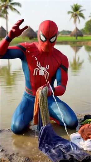 #spiderman Spider-Man Kapda Dhota Hua 🕷️👕 🤣