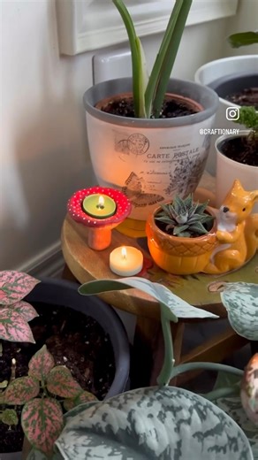 13K views · 56 reactions | Make mushroom-shaped air dry clay candle holder for cozy Fall vibes at home #fallcrafts #candlemaking #claycraft | Craftionary | Facebook