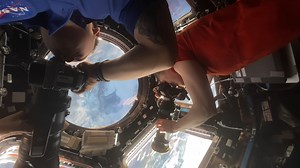 Waiting for Soyuz | International Space Station FriendsofNASA.org: Expedition 73 Flight Engineer and NASA Astronaut Jonny Kim: "Expedition 73 crew excited to watch the launch of MS-28 Soyuz crew with our friends Chris Williams, Sergey Kud-Sverchkov and Sergey Mikayev aboard, as we passed overhead . . ." The crewed Russian Soyuz MS-28 spacecraft safely reached orbit and headed for the International Space Station for a planned eight-month mission to the International Space Station (ISS), following