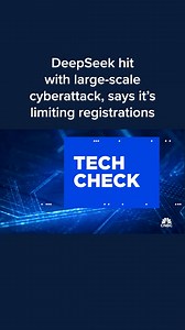 DeepSeek on Monday said it would temporarily limit user registrations "due to large-scale malicious attacks" on its services, though existing users will be able to log in as usual. The Chinese artificial intelligence startup has generated a lot of buzz in recent weeks as a fast-growing rival to OpenAI's ChatGPT, Google's Gemini and other leading AI tools. Read more: cnb.cx/4hcTjpH | CNBC