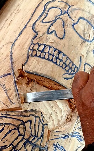 755K views · 5.6K reactions | Human Skull out of wood #woodcarving #wood #Skull #art # | UP wood art | Facebook