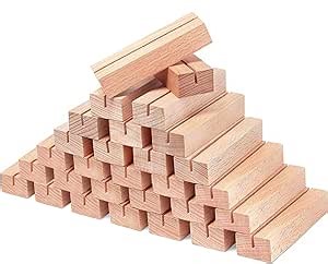 30Pcs Wooden Place Card Holders, Wood Photo Picture Card Holders for Weddings Banquets and Parties, Beech Table Number Holder Stands, Wood Menu Holder for Restaurants