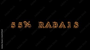 55% rabais fire text effect black background. animated text effect with high visual impact. letter and text effect. translation of the text is 55% Off Stock ビデオ
