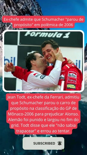 Ex-chefe admite que Schumacher "parou de propósito" em polêmica de 2006