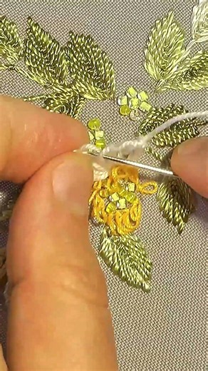 3D Jasmine Flowers Embroidery. Beadwork SHORT