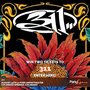 🎉GIVEAWAY ALERT🎉 Enter to win a pair of tickets to Unity Tour 2025 ft 311 with special guests Badflower & Sitting On Stacy on Tuesday, August 19th, in CO Springs at Ford Amphitheater! Enter Here: https://loom.ly/eAb4JSY #311Giveaway #LiveMusic #ConcertVibes #TicketGiveaway #311Fans #AltRockForever | Party Guru Productions