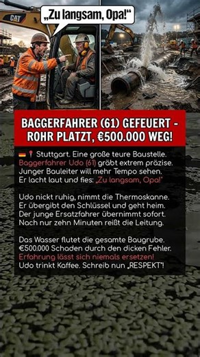 BAGGERFAHRER (61) GEFEUERT – ROHR PLATZT, €500.000 WEG!