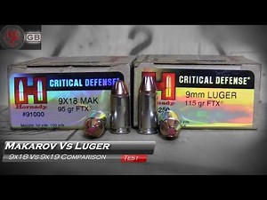 Makarov 9x18mm Vs Luger 9x19mm Hornady Critical Defense Gel Test