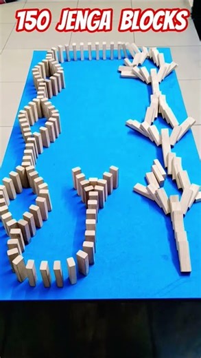 150 Jenga Blocks Chain Design - Falling wooden blocks chain #jenga #shorts #chain #reaction