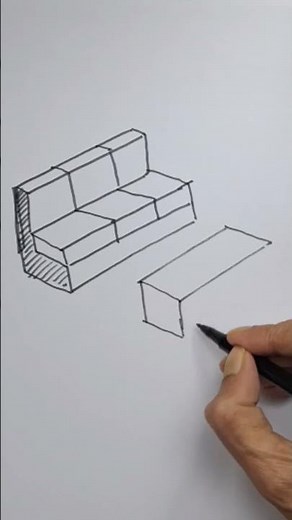 How to draw sofa set in 3d perspective easy for beginners