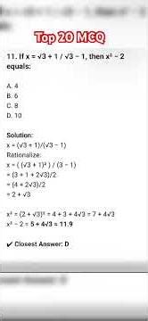 Class 10 Math Top 20 MCQ with solutions #top10 #exam #cbseclass10 #shorts