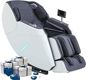 MassaMAX MD306 Pro Massage Chair - Full Body Relaxation with Yoga Stretch, Zero Gravity, SL Track, Foot Rollers, Airbags, Heating (White)