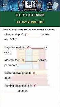 IELTS Listening Practice Test With Answer 🎧 - Library Membership