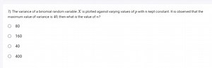 The variance of a binomial random variable X is plotted against... | Filo